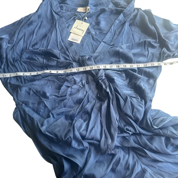 Choosy Women's Slate Blue Deep V Striped Satin Jumpsuit Size 20 NWT - Picture 6 of 7